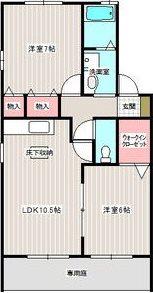 アイセイハイツII(2LDK/1階)の間取り写真