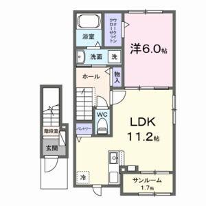 ドリーム ノア I(1LDK/2階)の間取り写真