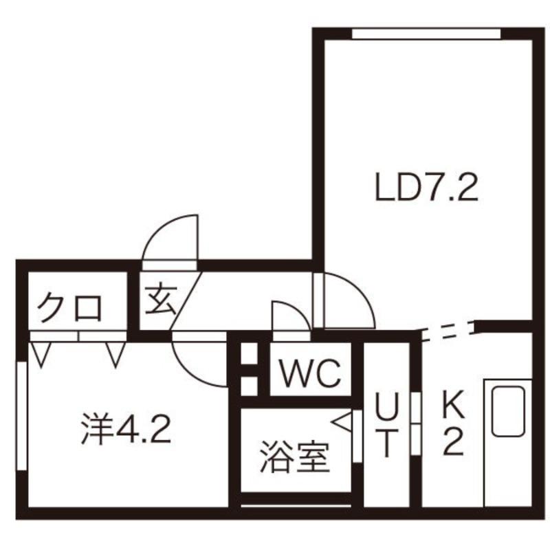 ソアーヴェ南平岸(1DK/4階)の間取り写真
