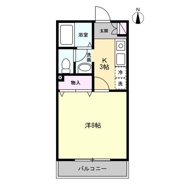 メイユール(1K/2階)の間取り写真