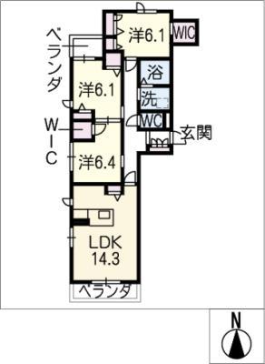 TRANQUIL.K(3LDK/2階)の間取り写真