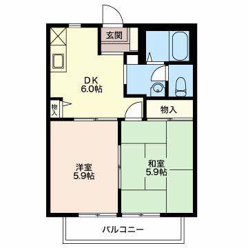 フレグランス小針 C棟(2K/2階)の間取り写真