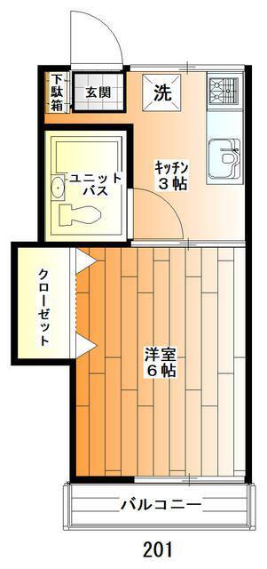 コーポ・ピオーネ(1K/2階)の間取り写真