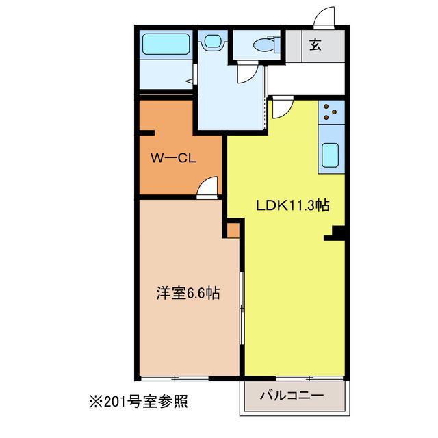 サンハイム ヒロセ(1LDK/1階)の間取り写真