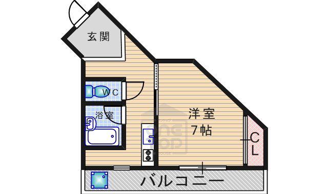 アンフィニィ庄Ⅲ(1DK/2階)の間取り写真