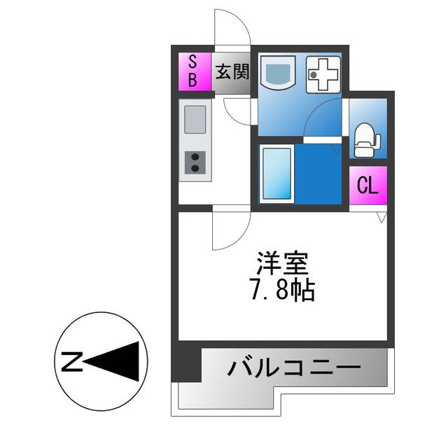 Mプラザ布施駅前参番館(1K/8階)の間取り写真