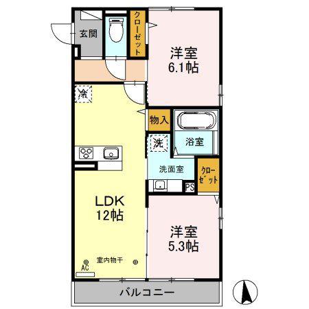 オリヴィエ(2LDK/3階)の間取り写真