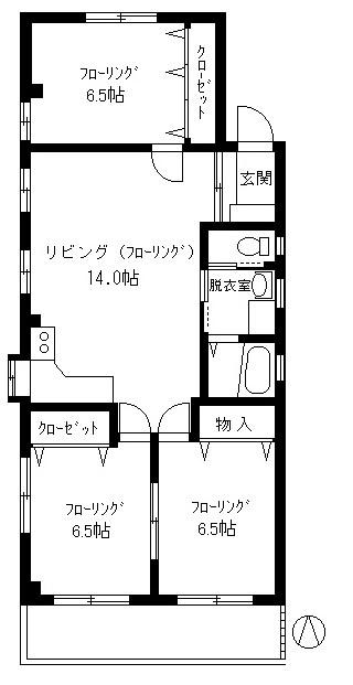 グリーンパーク(3LDK/1階)の間取り写真