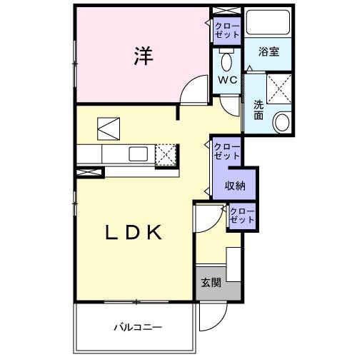 コリーヌ(1LDK/1階)の間取り写真