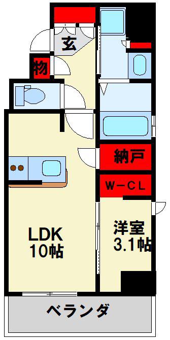 サンレリウス戸畑(1LDK/11階)の間取り写真