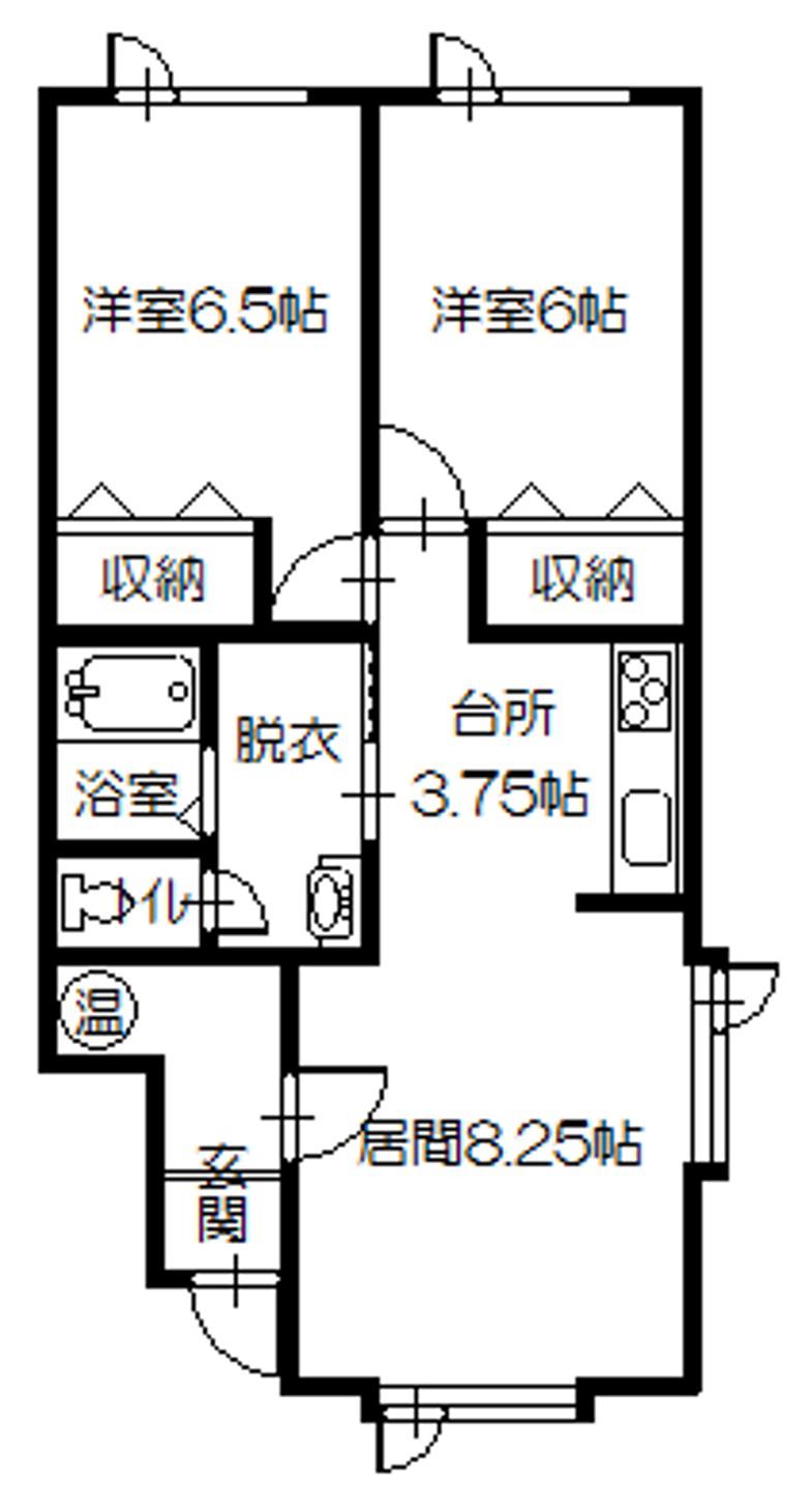 ショコラ館III(2LDK/1階)の間取り写真