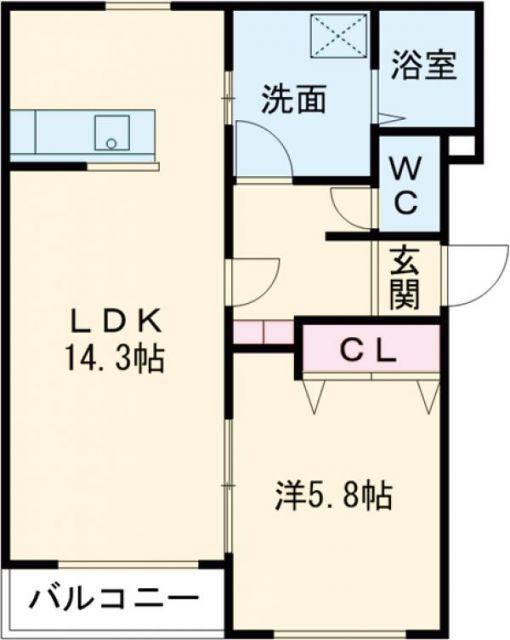 フィフティワン51(1LDK/3階)の間取り写真