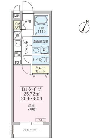 リブレスト篠崎(1K/4階)の間取り写真