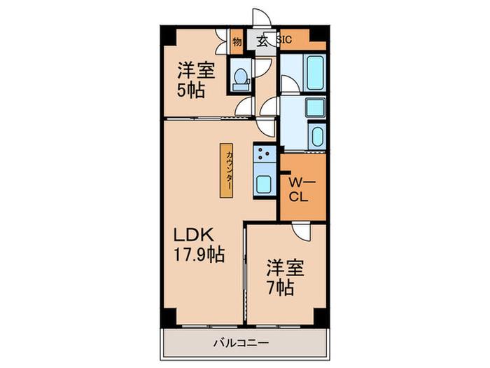 ザケンジントンレンジデンスときわ台(2LDK/2階)の間取り写真