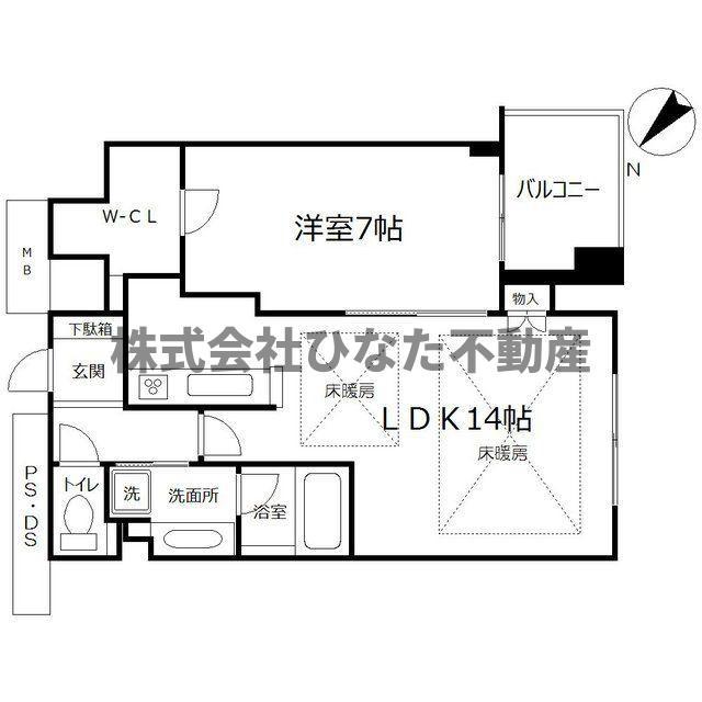 パークタワー大阪中之島フロント(1LDK/7階)の間取り写真