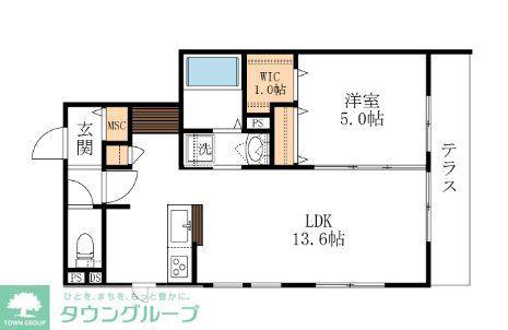 上原メゾン(1LDK/1階)の間取り写真