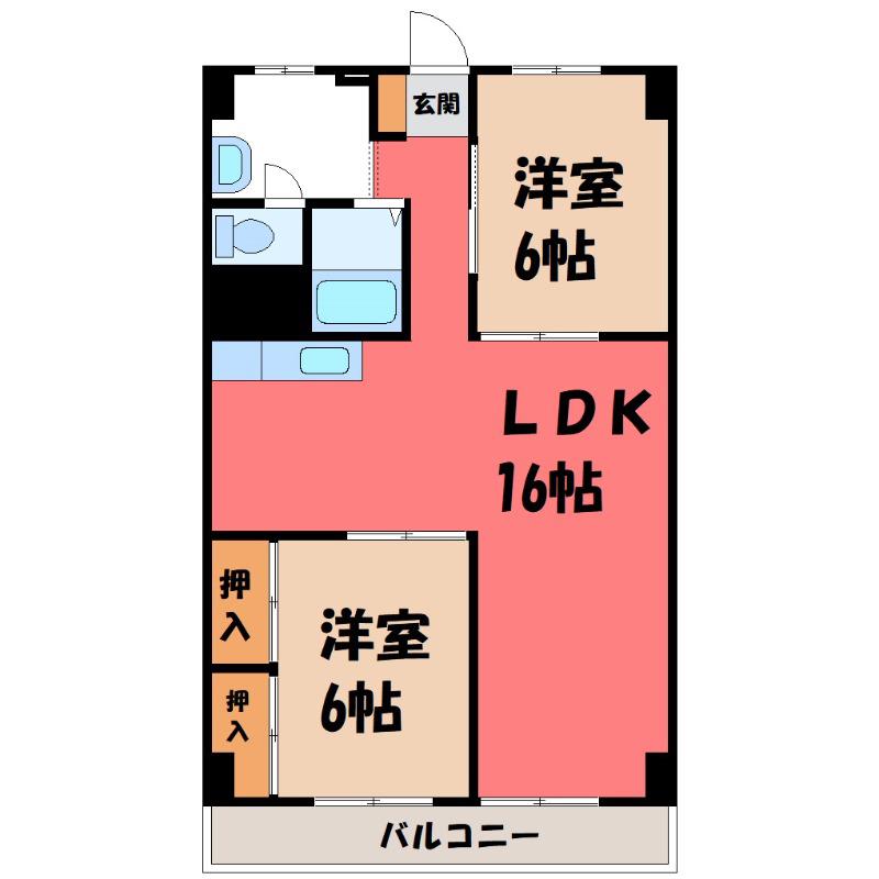 坂口コーポ(2LDK/2階)の間取り写真