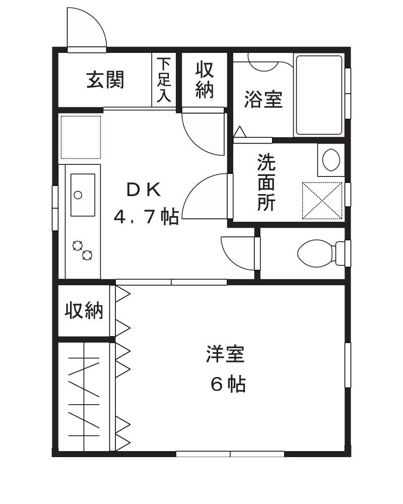 小林ハイツII(1DK/1階)の間取り写真
