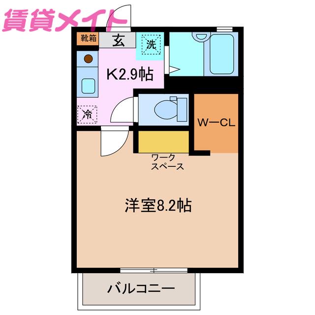 フェアリーランドB(1K/2階)の間取り写真