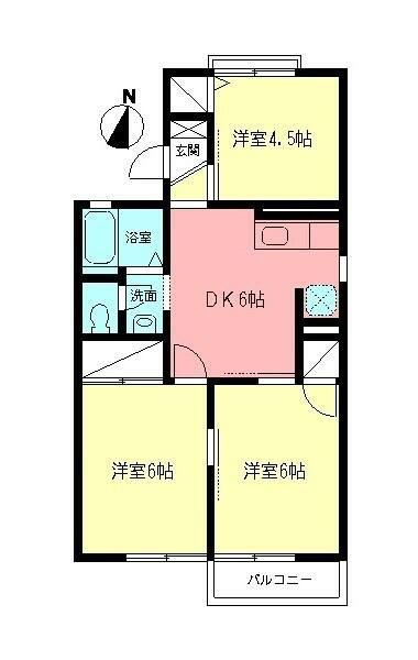 エステート山室(3DK/2階)の間取り写真
