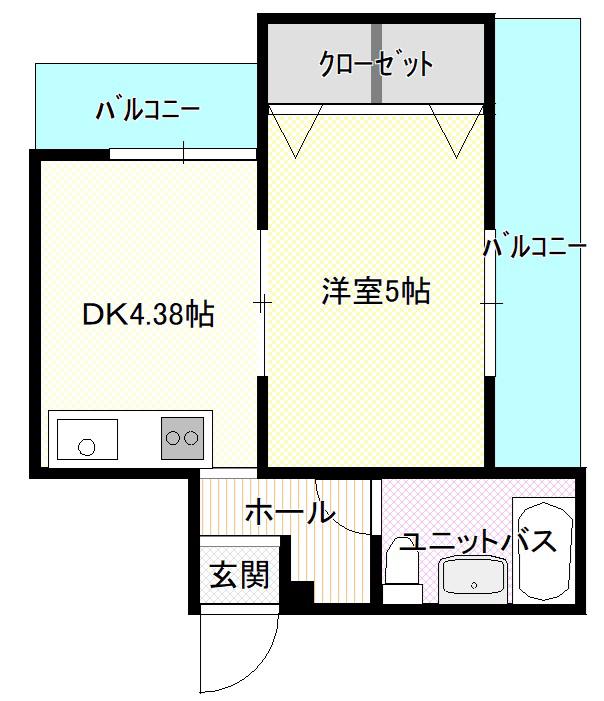サンハイツ本町(1K/3階)の間取り写真