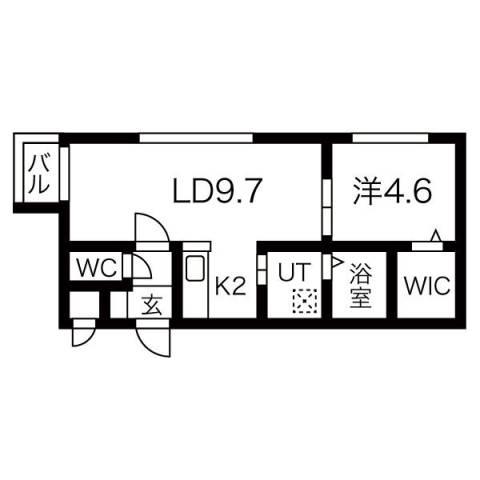 レジーナ南4条(1LDK/4階)の間取り写真