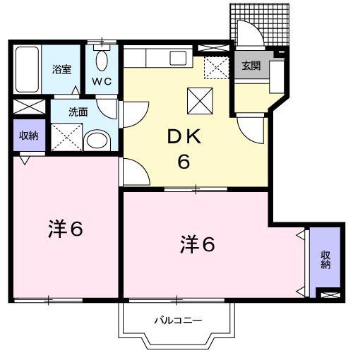 メゾンラフィーネ(2DK/1階)の間取り写真