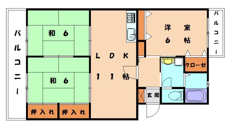 パークハイツ88(3LDK/2階)の間取り写真