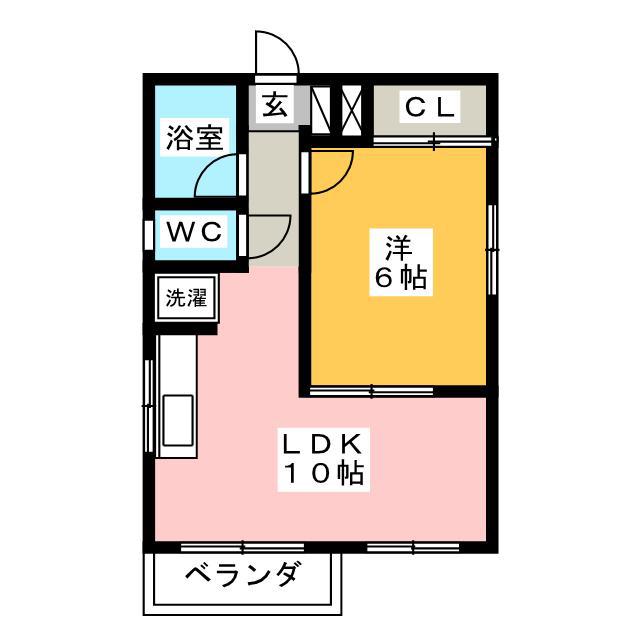 フラットピュア(1LDK/1階)の間取り写真