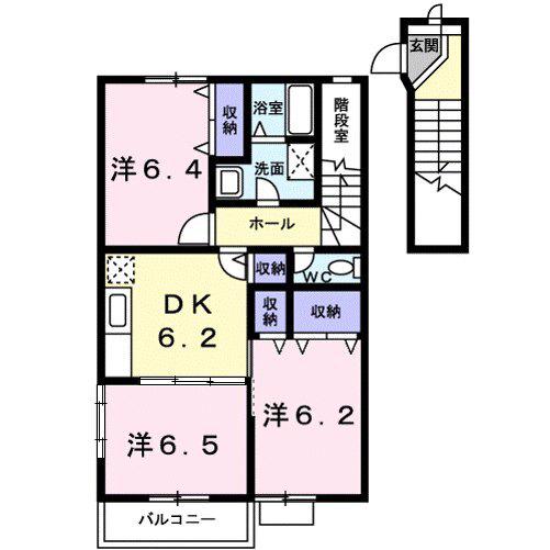 パルテール(3DK/2階)の間取り写真