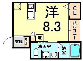 ル・シエール次屋(ワンルーム/2階)の間取り写真