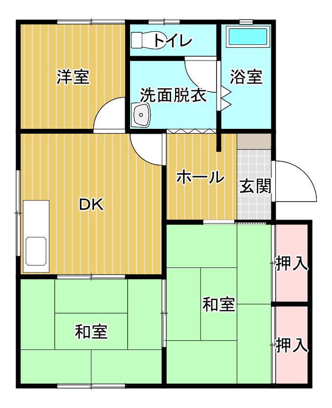クレール巨勢 I(3DK/1階)の間取り写真