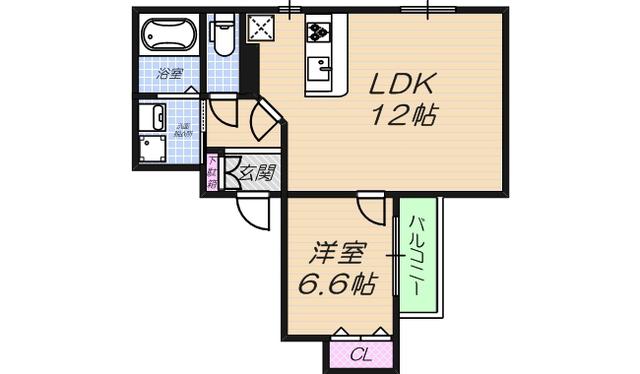 リバーライズ上本町(1LDK/8階)の間取り写真