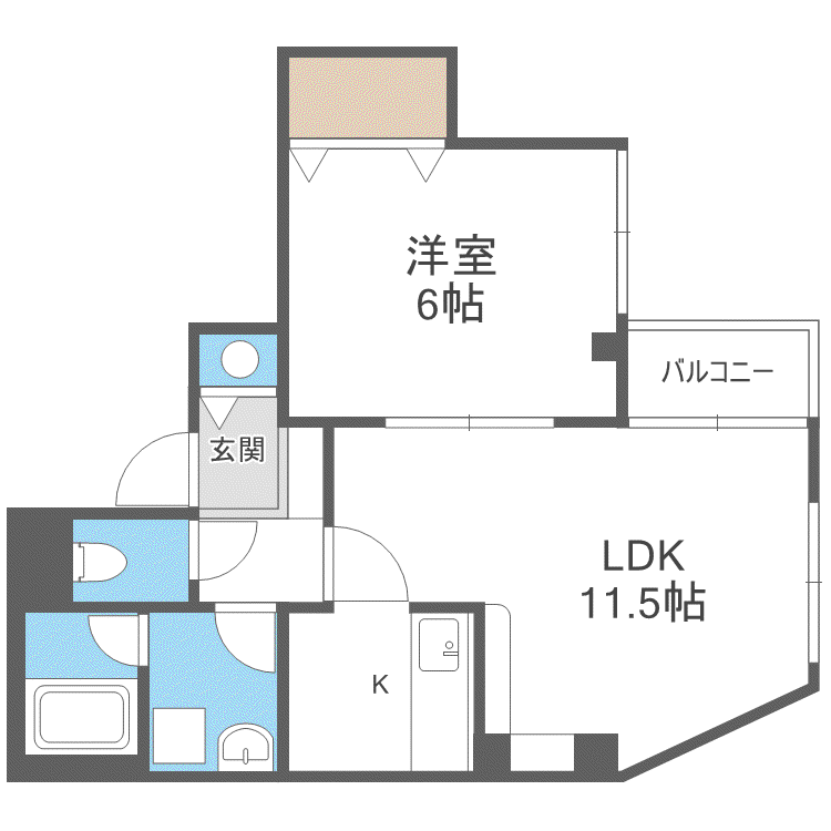 ジマースカイ(1LDK/4階)の間取り写真