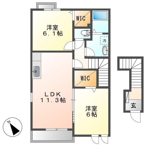 ベル・アンジュ(2LDK/2階)の間取り写真