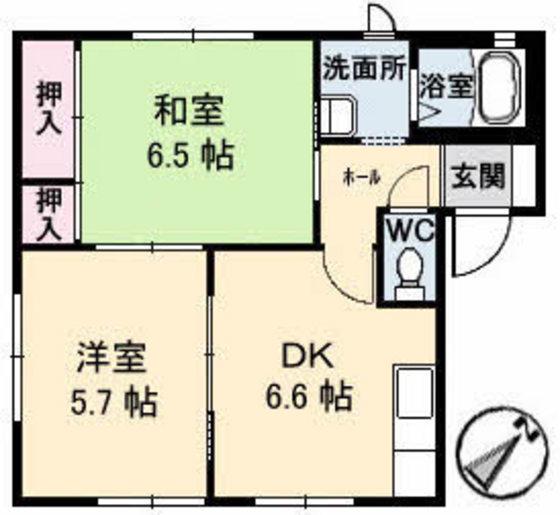 サントークC棟(2DK/1階)の間取り写真