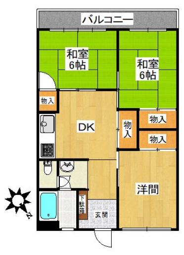 八尋ビル(3DK/4階)の間取り写真