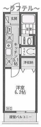ティルタ南住吉(1K/3階)の間取り写真