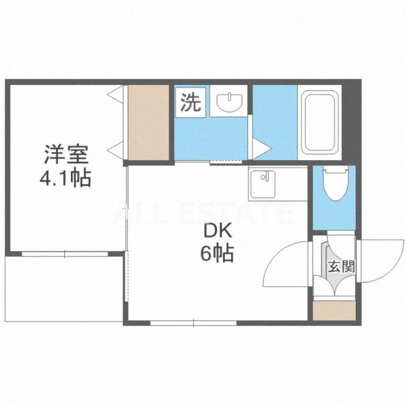 ハーモニーテラス巽南(1DK/2階)の間取り写真