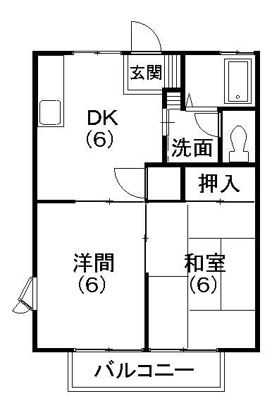 ハイツ魚妻パートIII(2DK/2階)の間取り写真