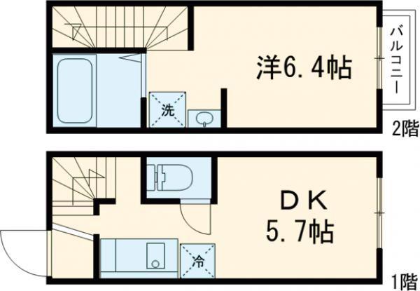 イリス本浦(1DK/1階)の間取り写真