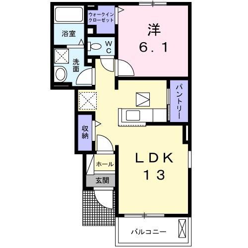サニーエレガンスB(1LDK/1階)の間取り写真