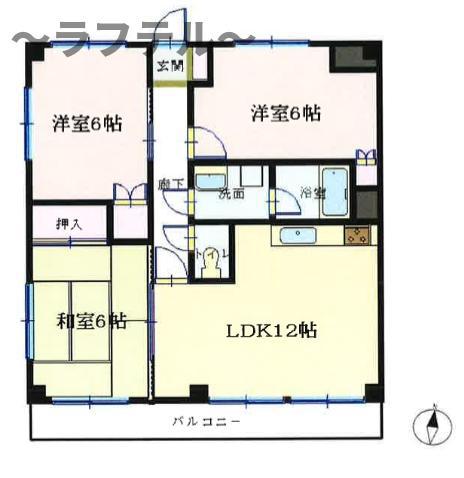 ティエスビル(3LDK/3階)の間取り写真