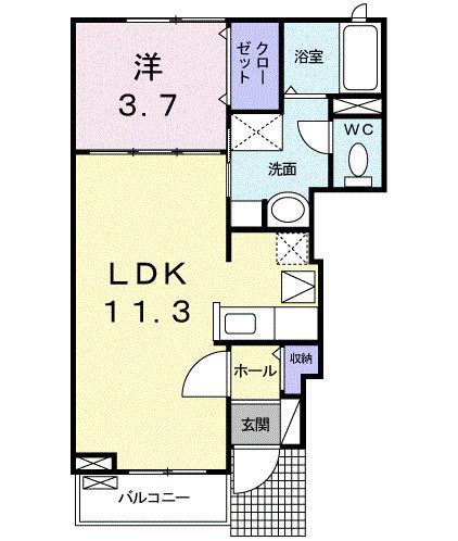 カサベルテ(1LDK/1階)の間取り写真