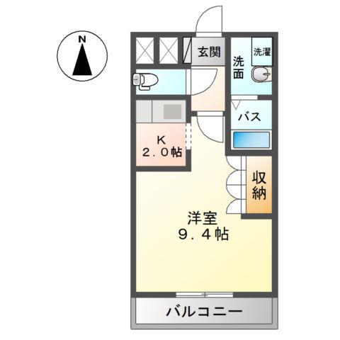 ゆうゆうハイム(1K/2階)の間取り写真