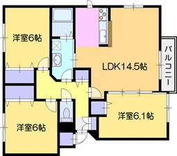SUNPARK岩見沢(3LDK/2階)の間取り写真