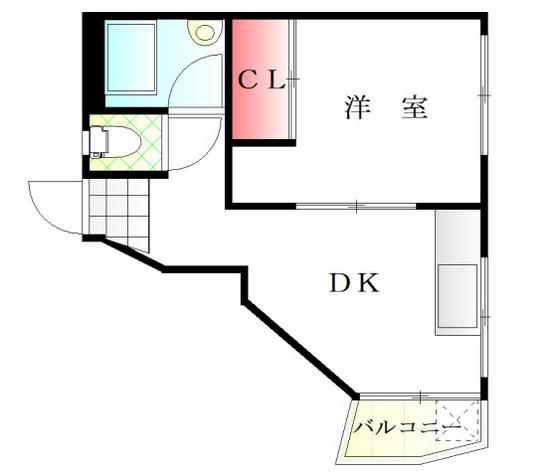 上田ビル(1DK/4階)の間取り写真