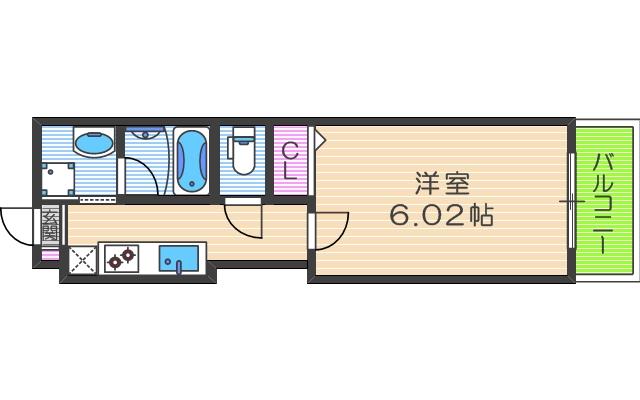 KALMIA北梅田(1K/2階)の間取り写真