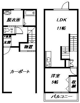 LA TERRE A(1LDK/1階)の間取り写真