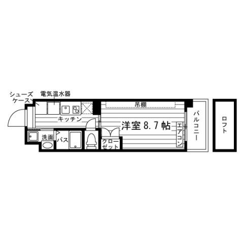 フレッセ新田辺(1K/5階)の間取り写真